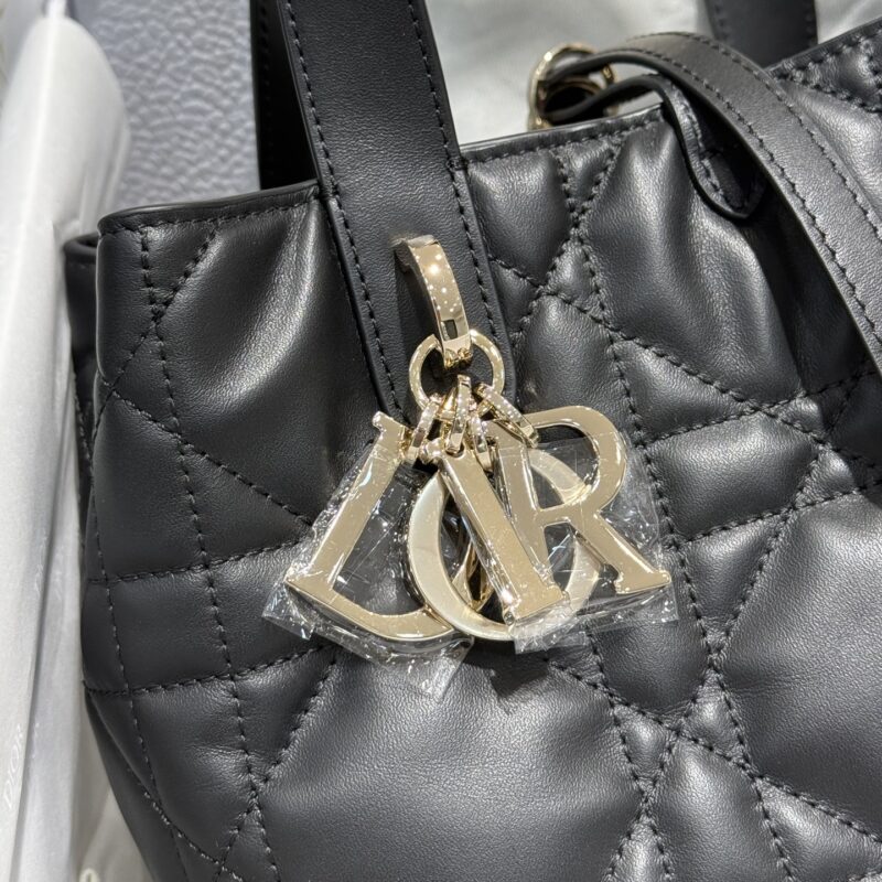 Small Dior Toujours Vertical Tote Bag Black - Image 2