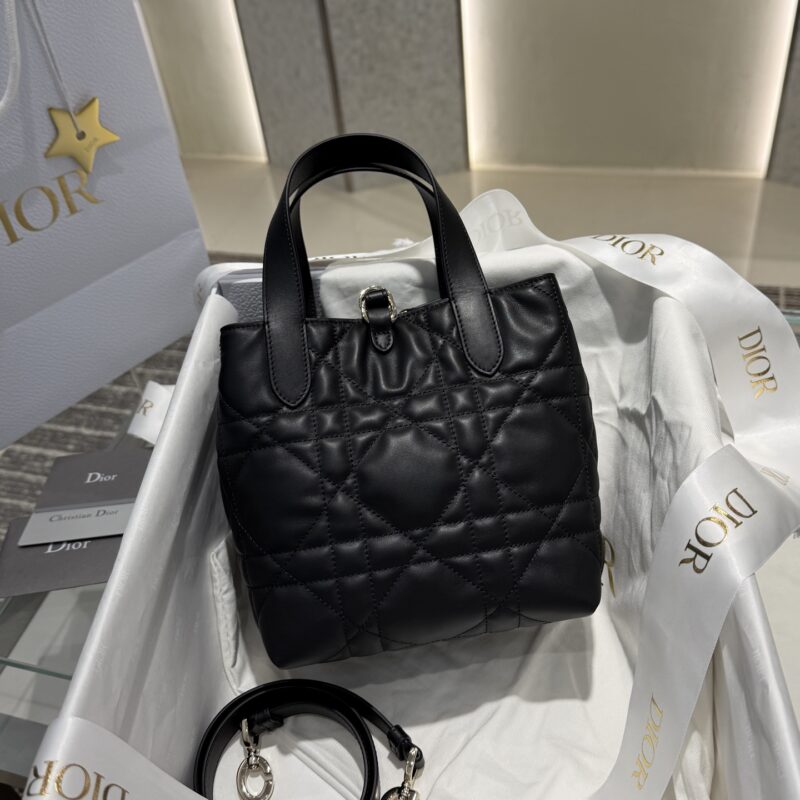 Small Dior Toujours Vertical Tote Bag Black - Image 3