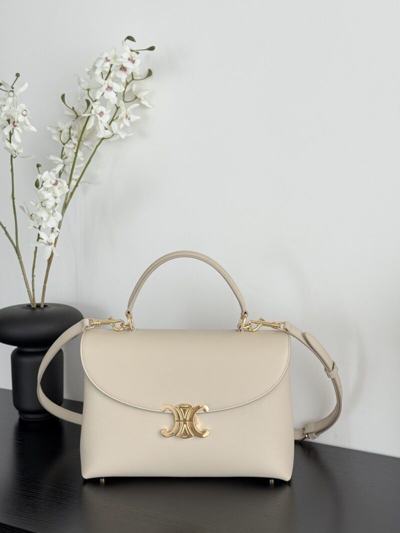 Celine MEDIUM NINO BAG in shiny calfskin PALE BEIGE - Image 9