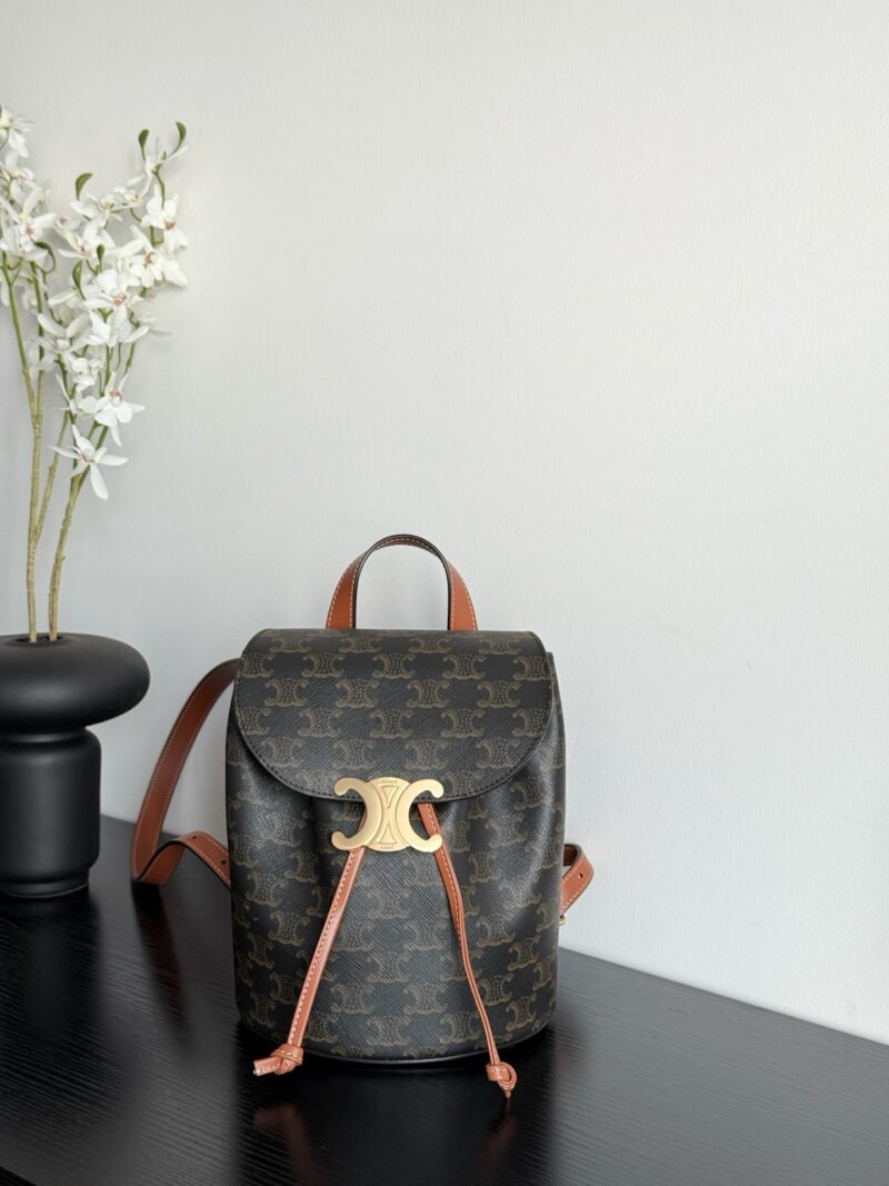 Replica Celine Bonnie Backpack Triomphe Canvas & Calfskin Front View