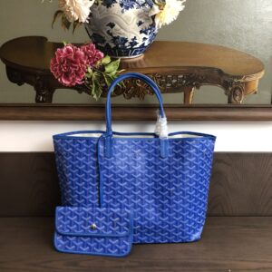 Replica Goyard Saint Louis PM Bag Blue – Iconic Goyardine Canvas with Chevron Pattern in Bold Blue