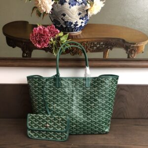 Replica Goyard Saint Louis PM Bag Green – Iconic Goyardine Canvas with Chevron Pattern in Bold Green