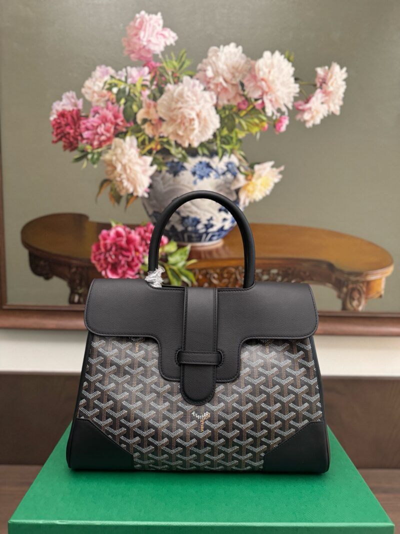 Replica Goyard Saïgon Tote Bag Black Front View