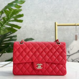 Replica Chanel CF 25 Red Caviar Leather Bag Front View