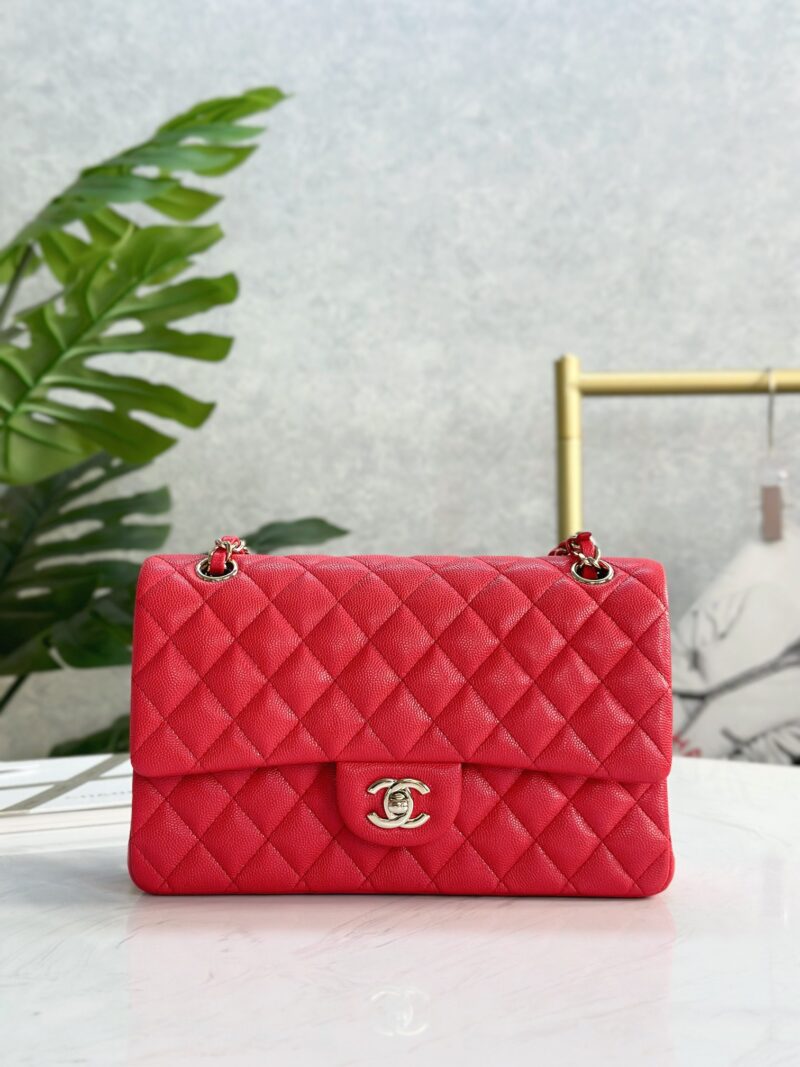 Replica Chanel CF 25 Red Caviar Leather Bag Front View