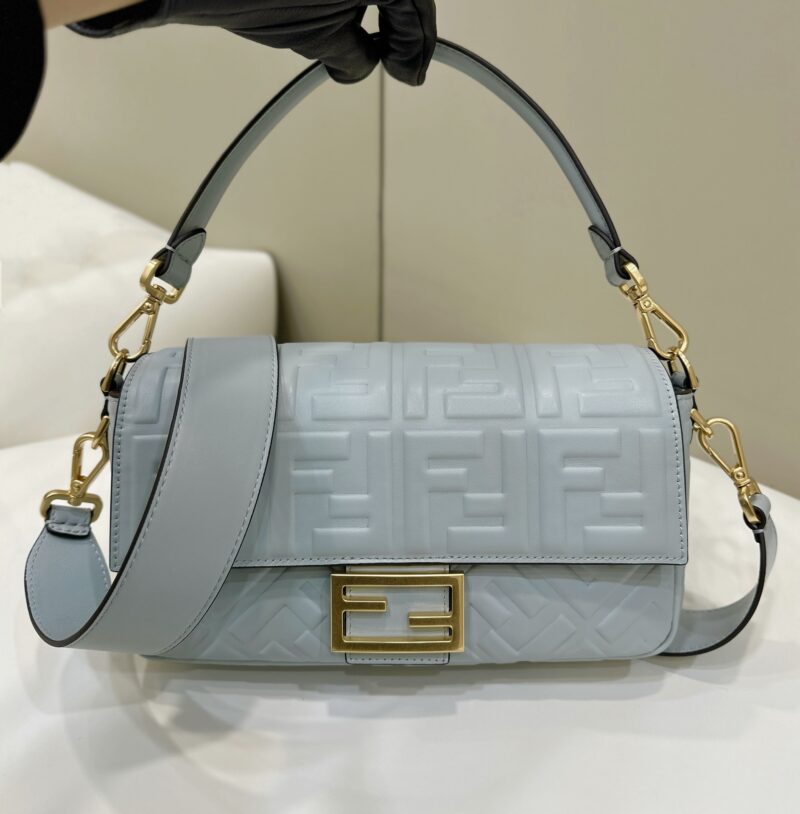 Replica Fendi Baguette Light Blue Leather Bag