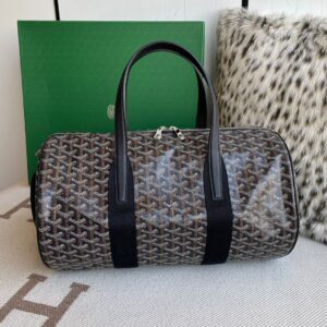 Replica Goyard Barrel 40 Sports Bag Black Front View