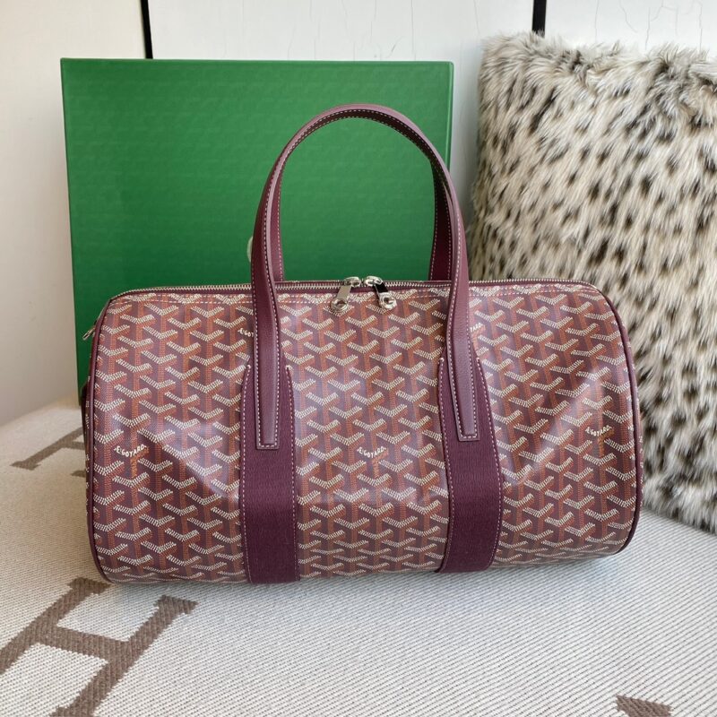 Replica Goyard Barrel 40 Sports Bag Burgundy Front View